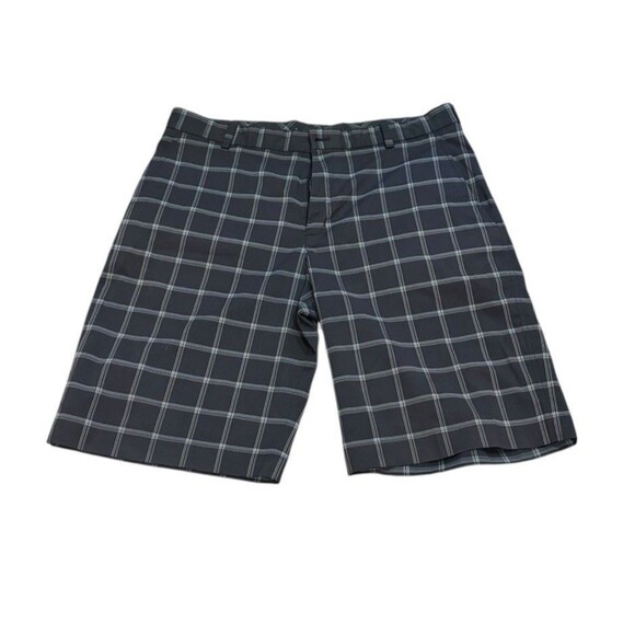 Nike Golf Dri-Fit Core Black Plaid Casual Tech Shorts Mens Size 34 quick dry - Picture 1 of 7